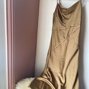 Elegant Gold Satin Dress